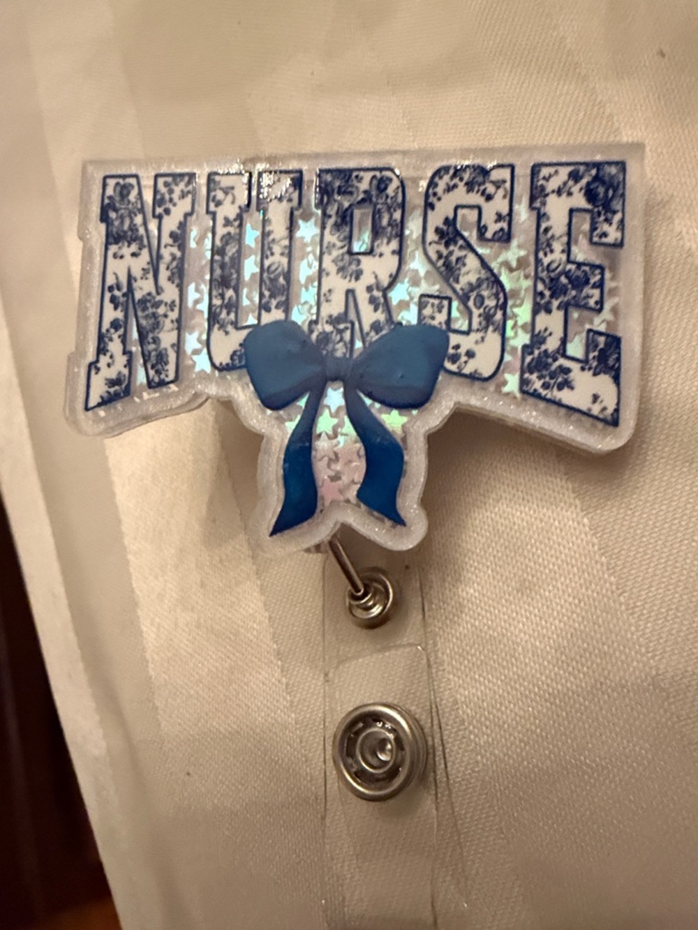NURSE Badge Reel with Blue Bow
